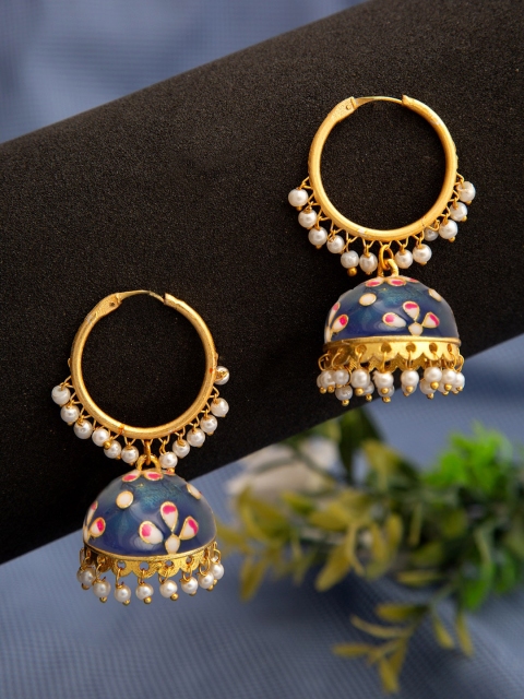 

NEUDIS Grey Gold Plated Floral Jhumkas Earrings