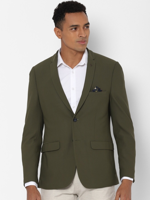 

Allen Solly Men Olive-Green Solid Single-Breasted Slim-Fit Formal Blazer