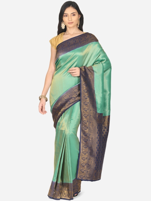 

BOMBAY SELECTIONS Sea Green & Blue Woven Design Zari Art Silk Banarasi Saree
