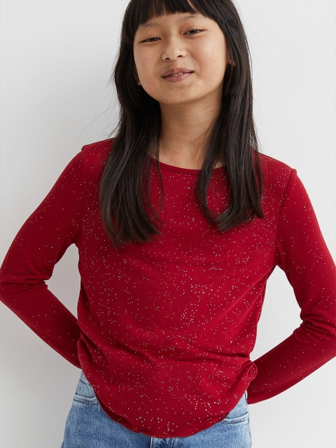 

H&M Women Red Solid Long-Sleeved Jersey Top