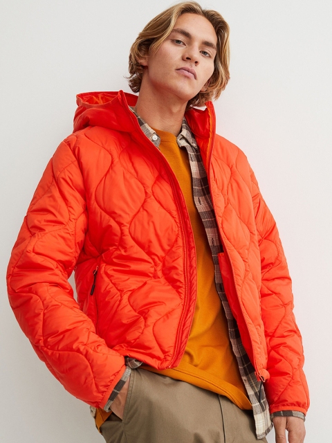 

H&M Men Orange Lightweight quilted jacket