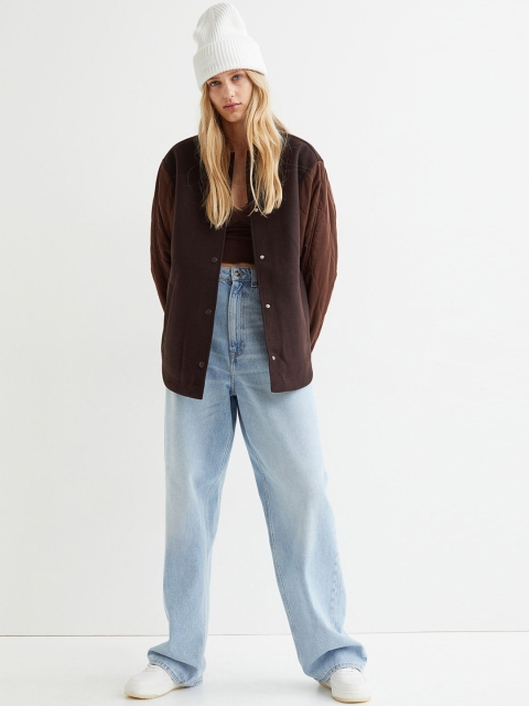 

H&M Women Brown Baseball jacket
