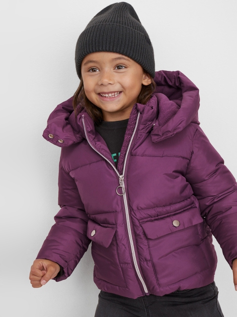 

H&M Girls Purple Padded hooded jacket