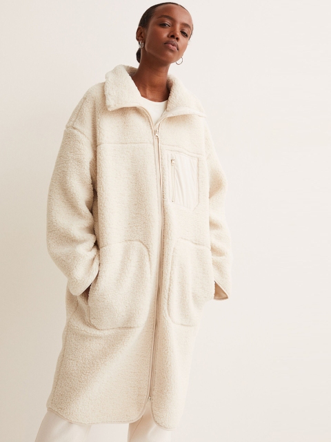 

H&M Women White Faux shearling jacket