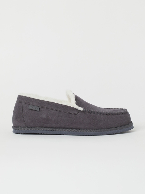 

H&M Men Grey Faux Shearling-Lined Slippers