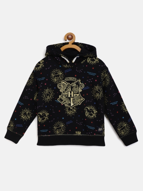 

Marks & Spencer Girls Black & Golden Harry Potter Print Hooded Sweatshirt