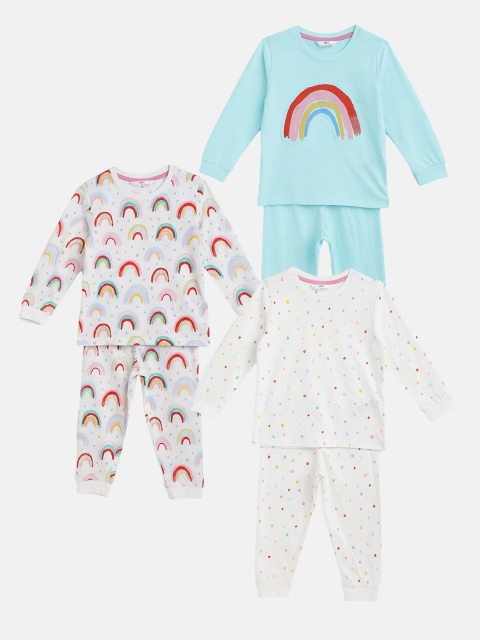 

Marks & Spencer Girls Set of 3 Cotton Printed Night suits T864502ZMULTI, Blue