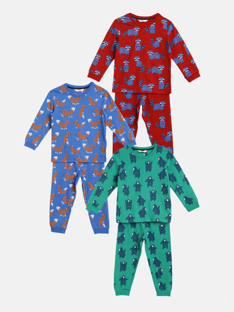 

Marks & Spencer Boys Pack of 3 Pure Cotton Printed Nightsuits, Navy blue