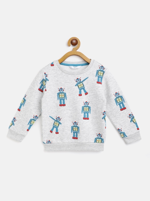 

Marks & Spencer Boys Grey Melange Robot Printed Sweatshirt