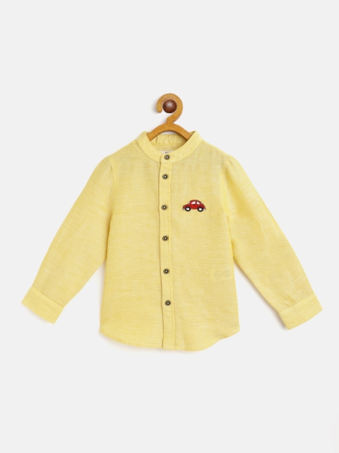 

Marks & Spencer Boys Yellow Solid Mandarin Collar Shirt