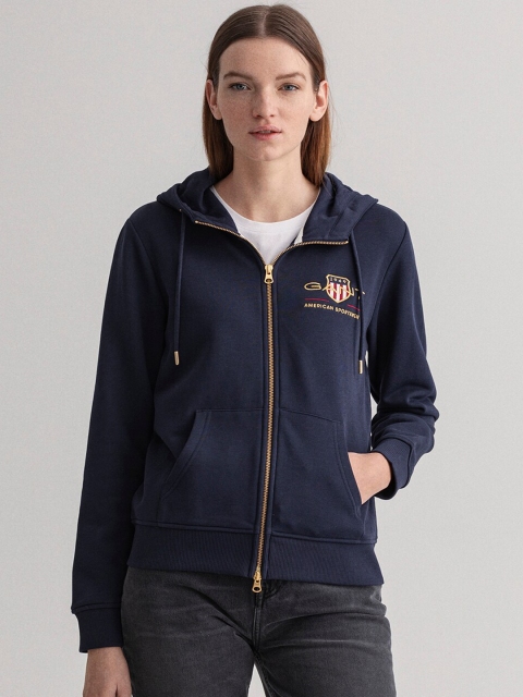 

GANT Women Navy Blue Hooded Sweatshirt