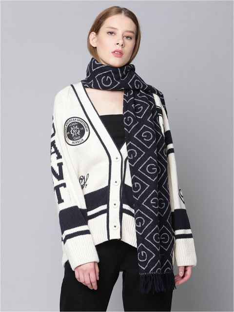 

GANT Women Navy Blue & White Printed Scarf