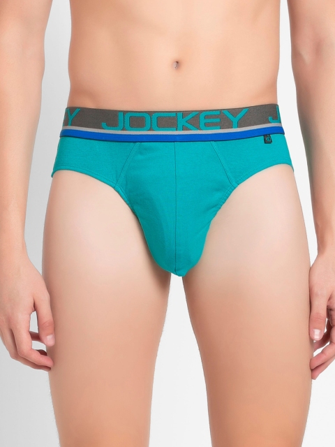 

Jockey Men Turquoise-Blue Solid Pure Combed Cotton Basic Briefs