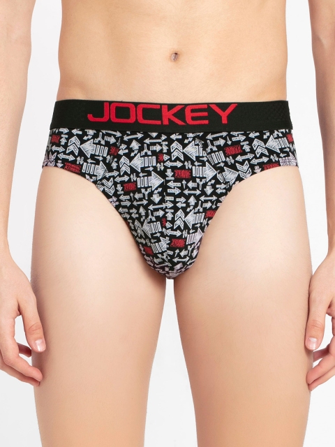 

Jockey Men Black & White Printed Cotton Basic Briefs