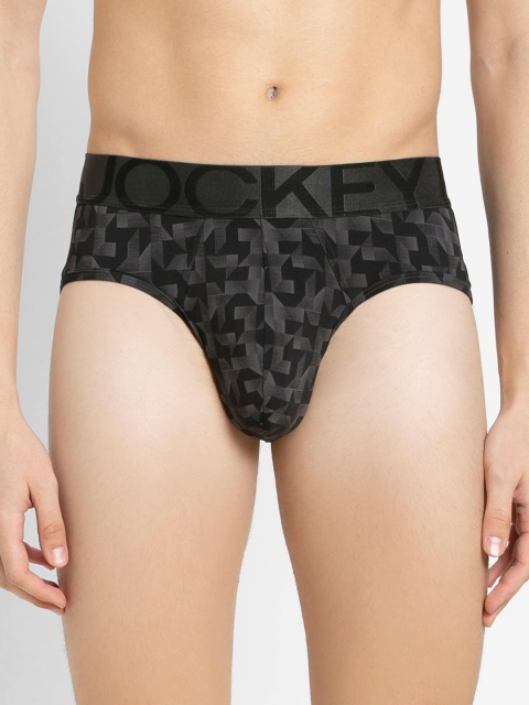 

Jockey Men Grey & Black Printed Basic Briefs