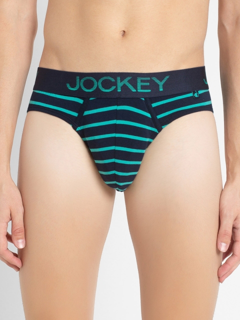 

Jockey Men Blue Striped Basic Briefs