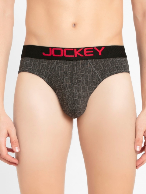 

Jockey Men Grey & Black Printed Basic Briefs