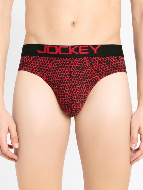 

Jockey Men Red & Black Printed Basic Briefs