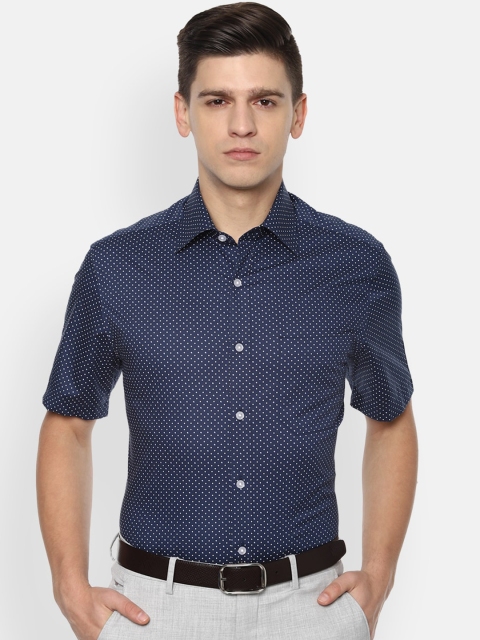

Louis Philippe Men Navy Blue Opaque Printed Formal Shirt