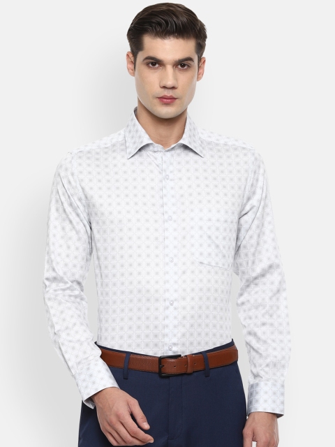 

Louis Philippe Men White Opaque Printed Formal Shirt