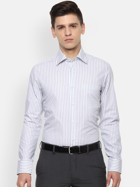 

Louis Philippe Men White Opaque Striped Formal Shirt