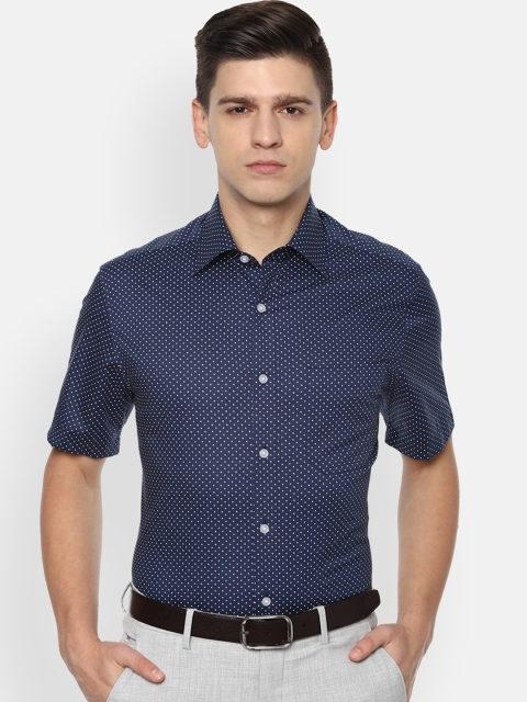 

Louis Philippe Men Navy Blue Opaque Printed Formal Shirt