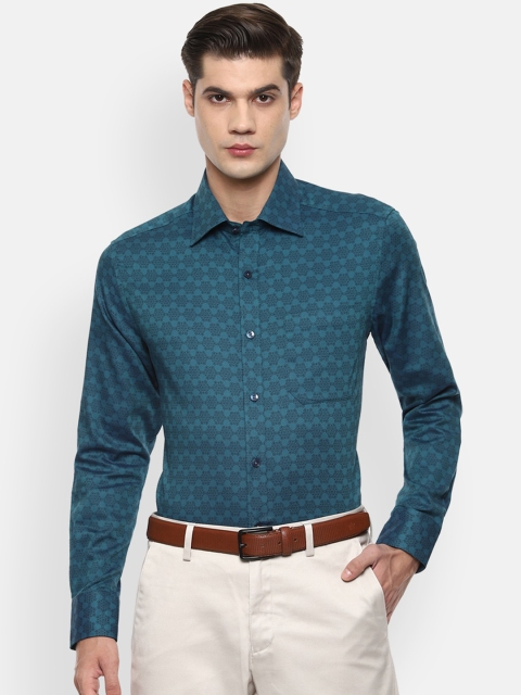 

Louis Philippe Men Blue Opaque Printed Formal Shirt