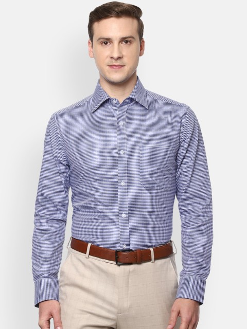 

Louis Philippe Men Blue Micro Checks Opaque Checked Formal Shirt