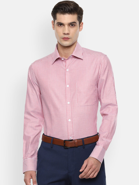 

Louis Philippe Men Pink Opaque Striped Formal Shirt