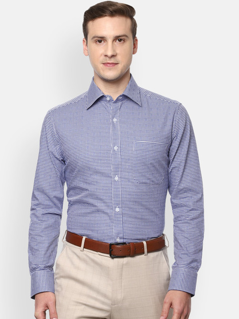 

Louis Philippe Men Blue Micro Checks Opaque Checked Formal Shirt