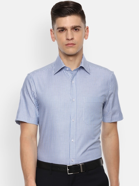 

Louis Philippe Men Blue Opaque Striped Formal Shirt