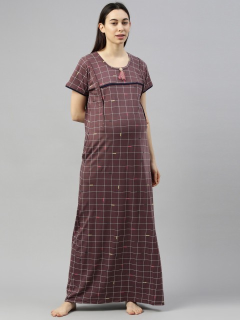 

GOLDSTROMS Maroon Printed Long Maternity Maxi Nightdress