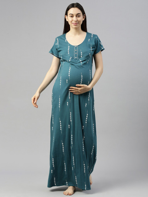 

GOLDSTROMS Green Printed Maxi Maternity Nightdress