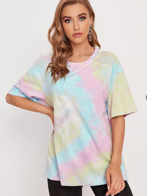 

URBANIC Women Multicoloured Tie and Dye T-shirt, Multi