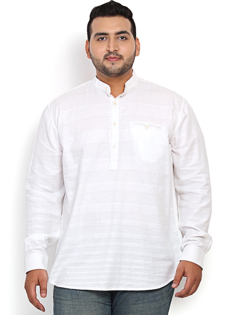 

John Pride Plus Size Men White Regular Fit Self-design Casual Shirt