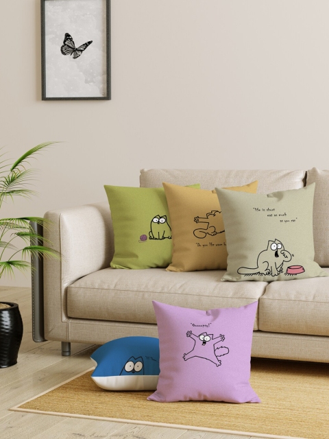 

EverHOME Set of 5 Abstract Square Cushion Covers, Blue
