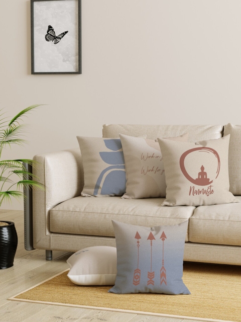 

EverHOME Grey & Beige Set of 5 Abstract Square Cushion Covers