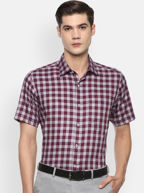 

Van Heusen Men Maroon Opaque Checked Formal Shirt