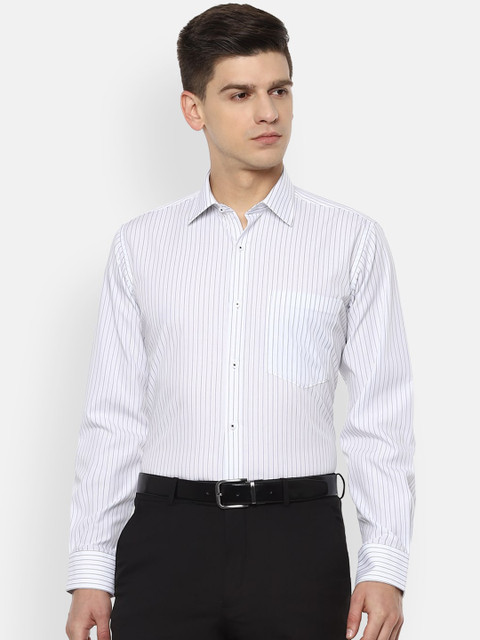 

Van Heusen Men White Opaque Striped Formal Shirt