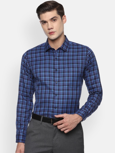 

Van Heusen Men Blue Slim Fit Opaque Checked Formal Shirt