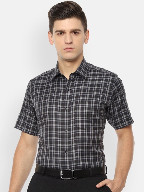 

Van Heusen Men Black Opaque Checked Formal Shirt