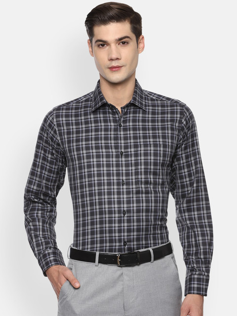 

Van Heusen Men Grey Opaque Checked Formal Shirt