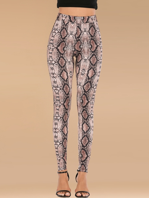 

URBANIC Women Beige & Coffee Brown Snakeskin Print Tights