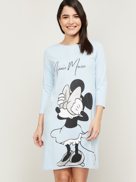 

Ginger by Lifestyle Blue Minnie Mouse Printed Cotton T-shirt Dress