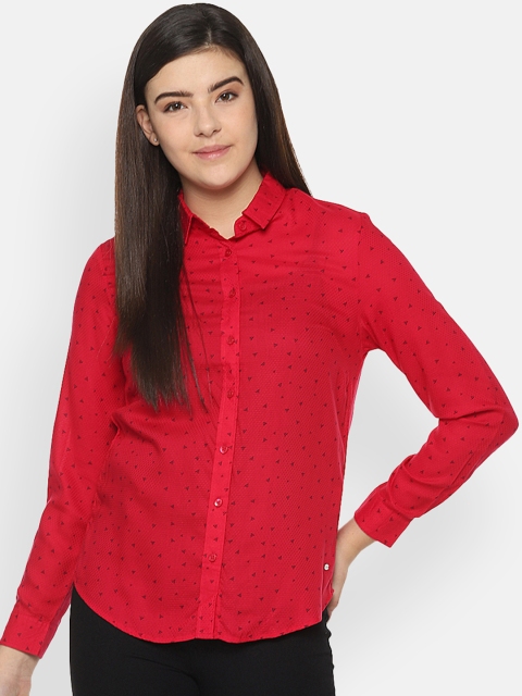 

Allen Solly Woman Women Red Opaque Printed Casual Shirt