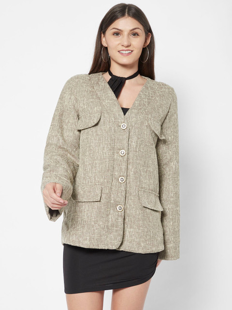 

URBANIC Women Grey Solid Tailored Jacket