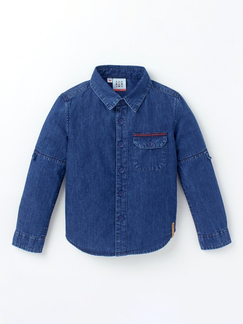 

Ed-a-Mamma Boys Blue Premium Opaque Casual Shirt