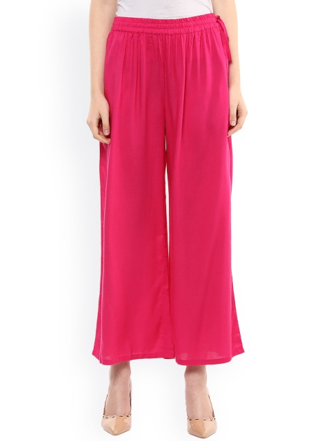 

Sringam Women Pink Solid Regular Fit Palazzo Trousers