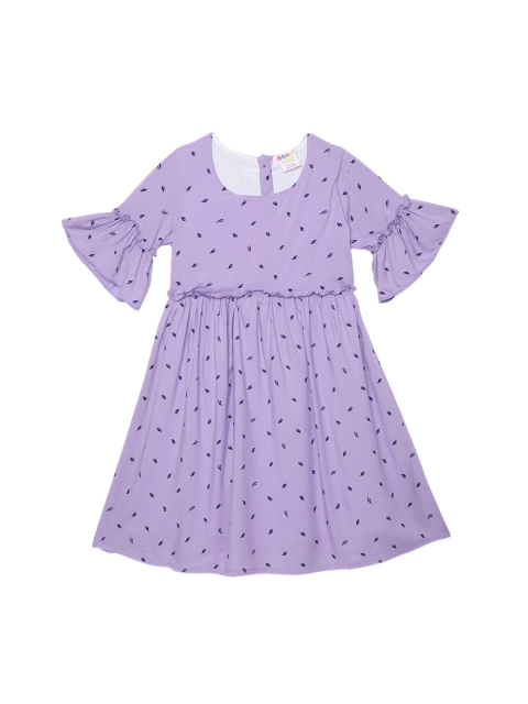 

ZION Girls Purple Printed Fit & Flare Dress