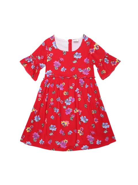 

ZION Girls Red Floral Fit & Flare Dress